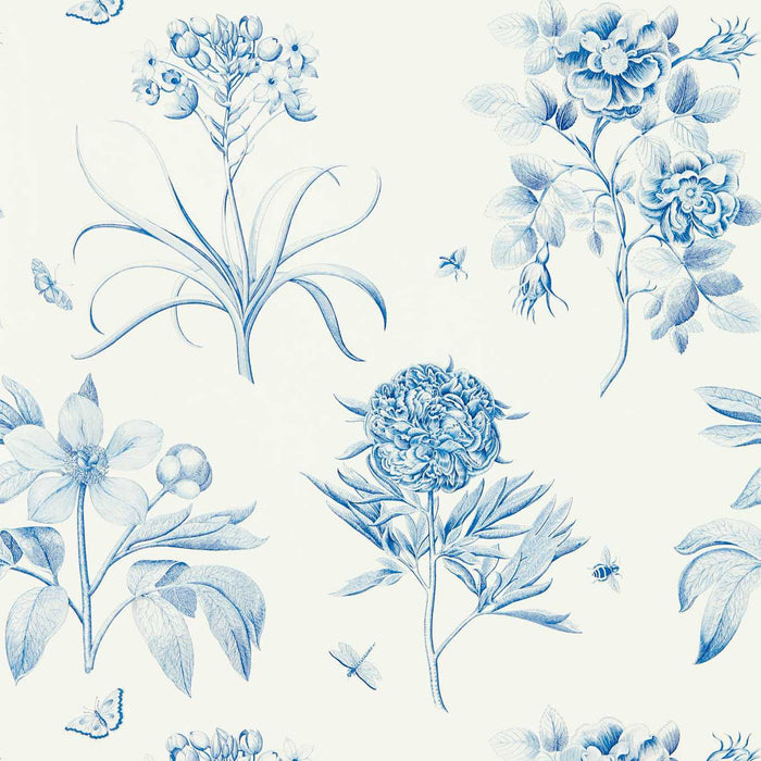 Sanderson Etchings & Roses China Blue Wallpaper Sample DOSW217052