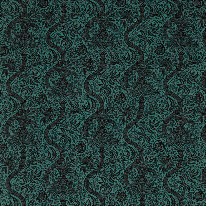 Morris & Co Indian Flock Velvet Cerulean/ Walnut Fabric Sample DROF236944