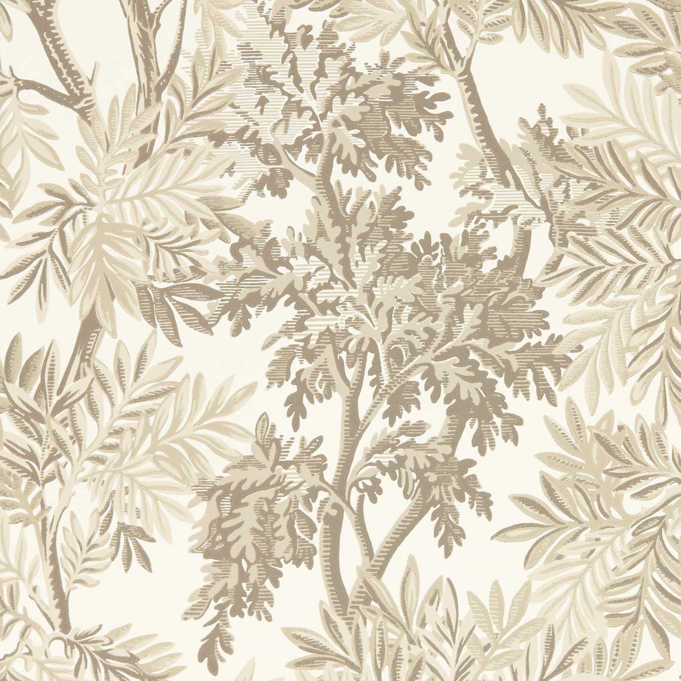 Sanderson Tapestry Trees Raw Chocolate/Slip Wallpaper Sample DSAB217414