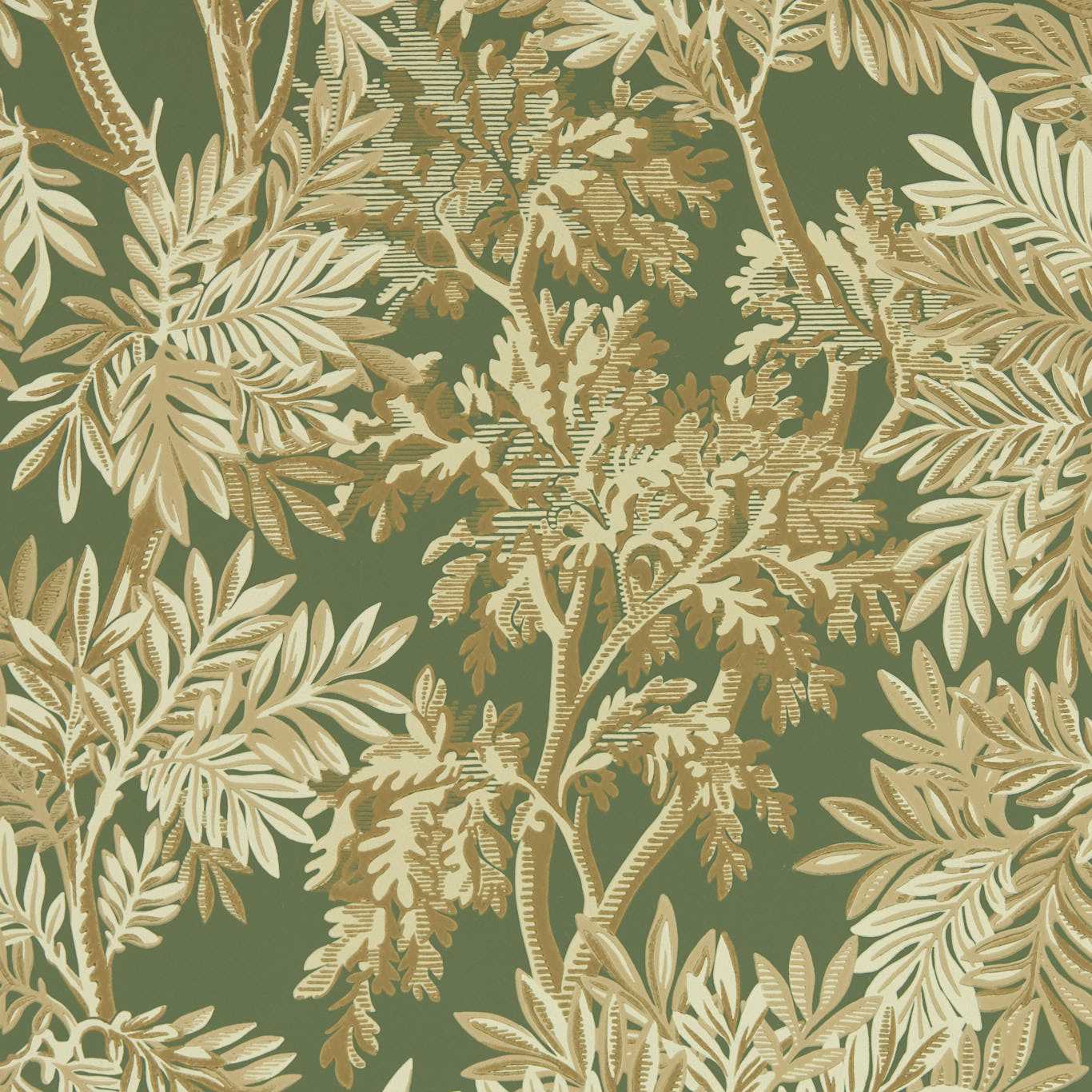 Sanderson Tapestry Trees Woodland Green Wallpaper Sample DSAB217418