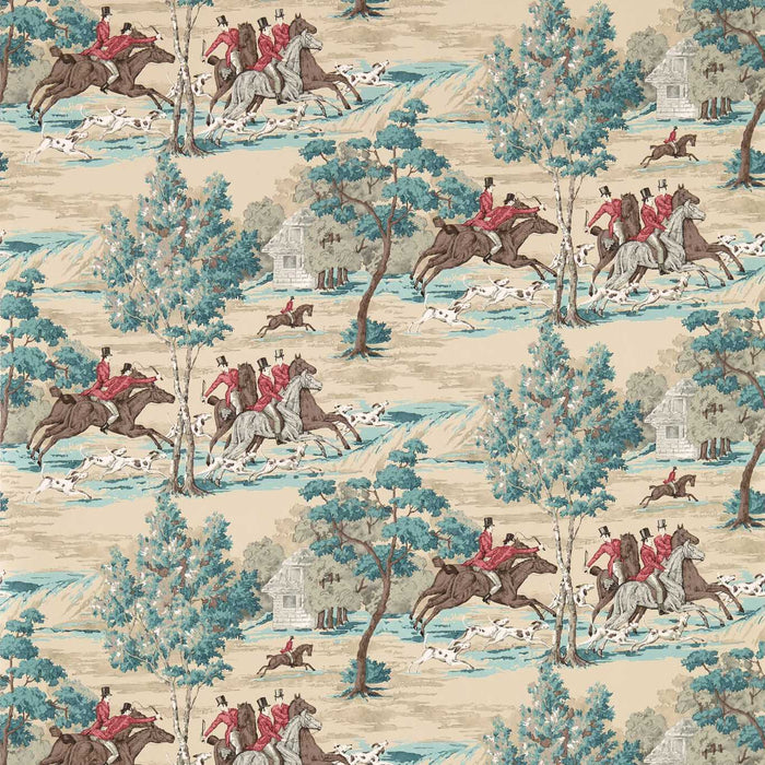 Sanderson Tally Ho Teal/Ruby Wallpaper Sample DVIN214597