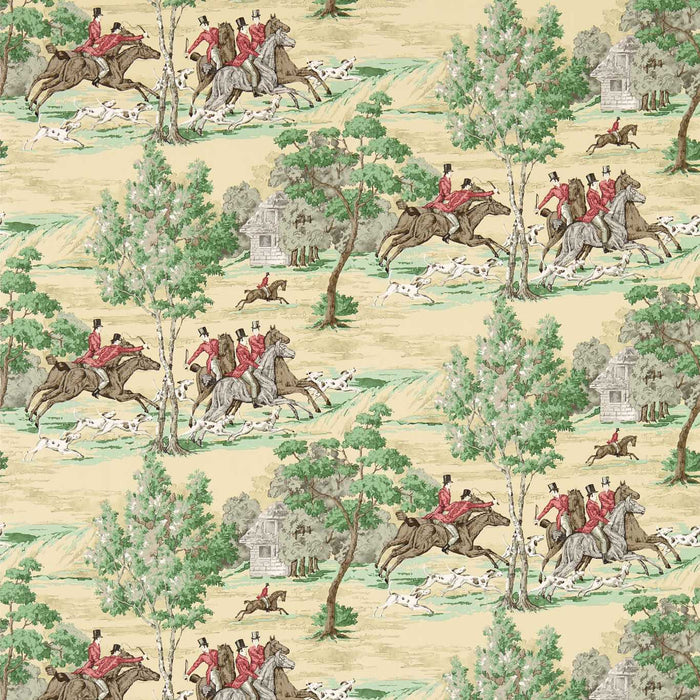 Sanderson Tally Ho Evergreen/Crimson Wallpaper Sample DVIN214598