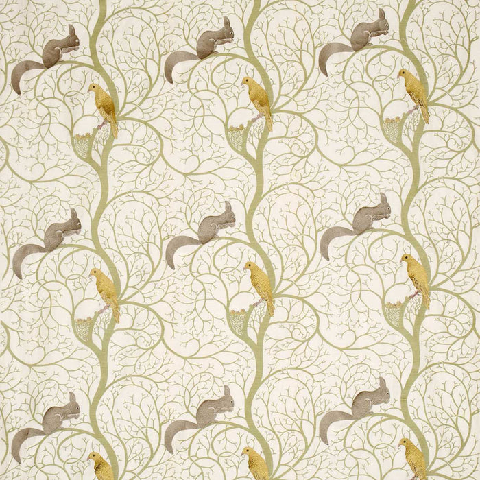 Sanderson Squirrel & Dove Emerald/ Rose Fabric Sample DVIPSQ303