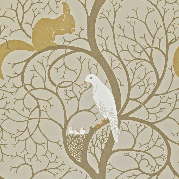 Sanderson Squirrel & Dove Linen/ Ivory Wallpaper Sample DVIWSQ101