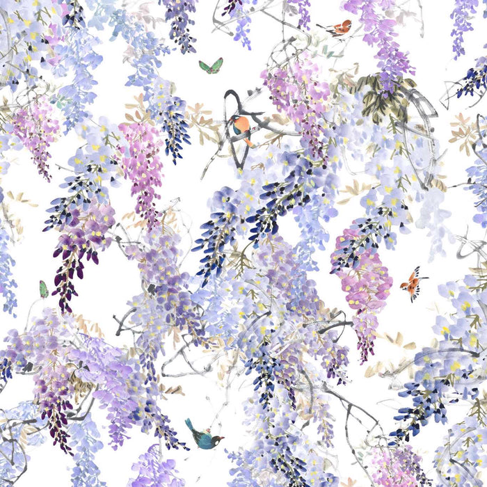 Sanderson Wisteria Falls Panel A Lilac Wallpaper Sample DWAP216296