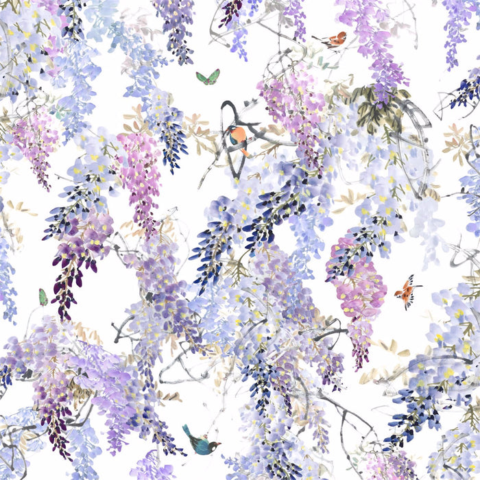 Sanderson Wisteria Falls Panel B Lilac Wallpaper Sample DWAP216297