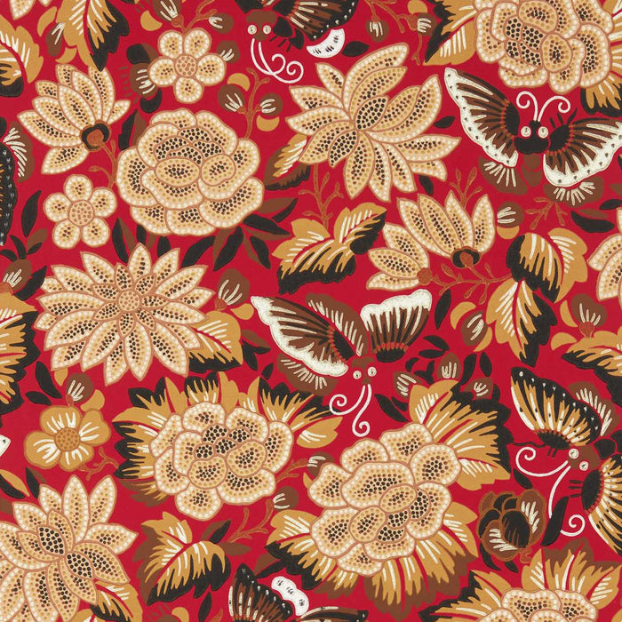 Sanderson Amara Butterfly Cinnabar/Ink Black Wallpaper Sample DWAW217116
