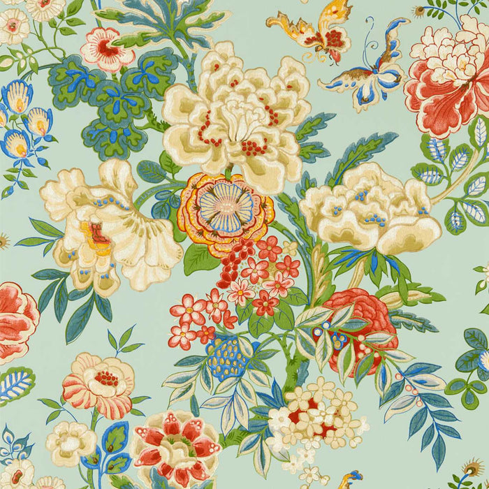 Sanderson Emperor Peony Jade/Apricot Wallpaper Sample DWAW217122
