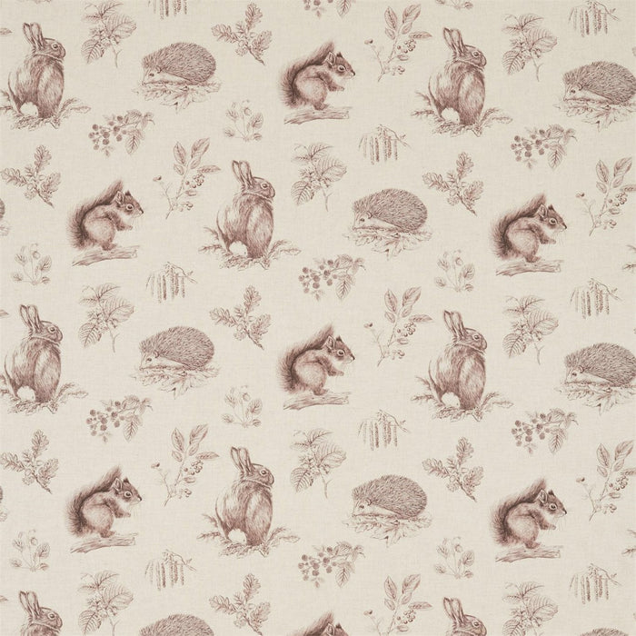 Sanderson Squirrel & Hedgehog Walnut/Linen Fabric Sample DWOW225523