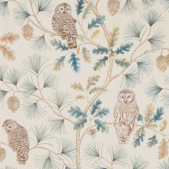 Sanderson Owlswick Teal Wallpaper Sample DYSI216595