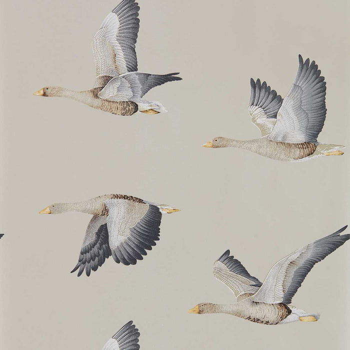 Sanderson Elysian Geese Gilver Wallpaper Sample DYSI216611