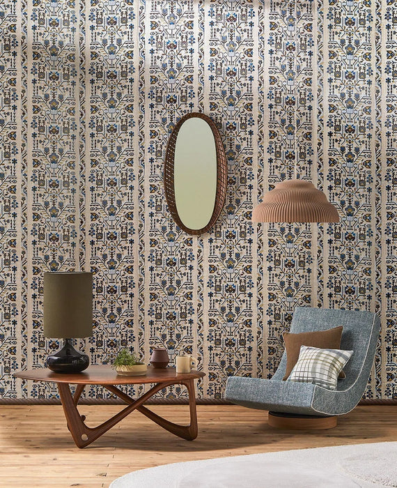 Pierre Frey Fleurs De Givre Azur Wallpaper Sample FP211001