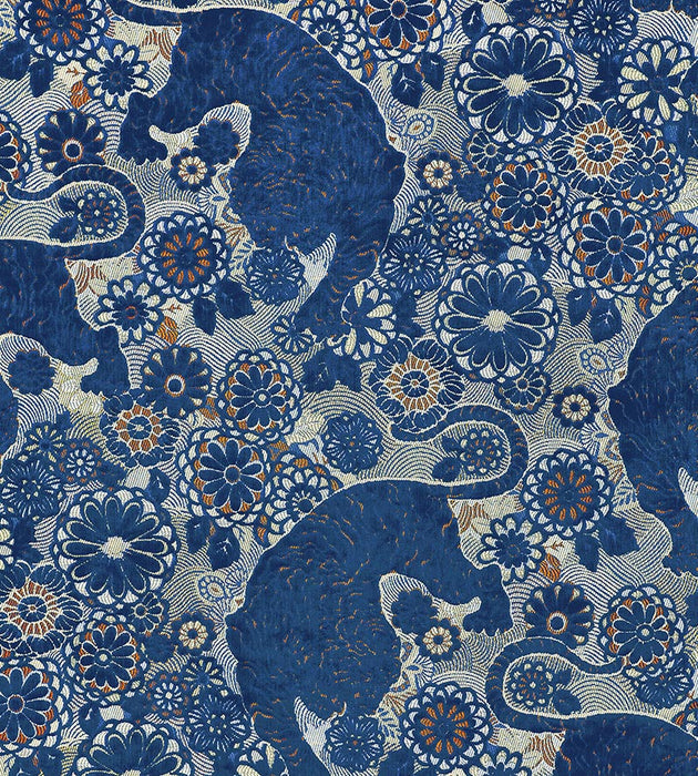 Old World Weavers Siberian Tiger Sapphire Flame Fabric Sample EA18V10002