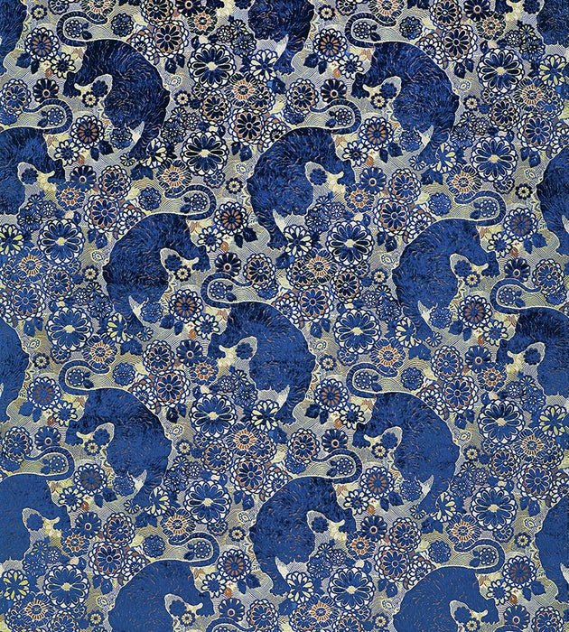 Old World Weavers Siberian Tiger Sapphire Flame Fabric Sample EA18V10002