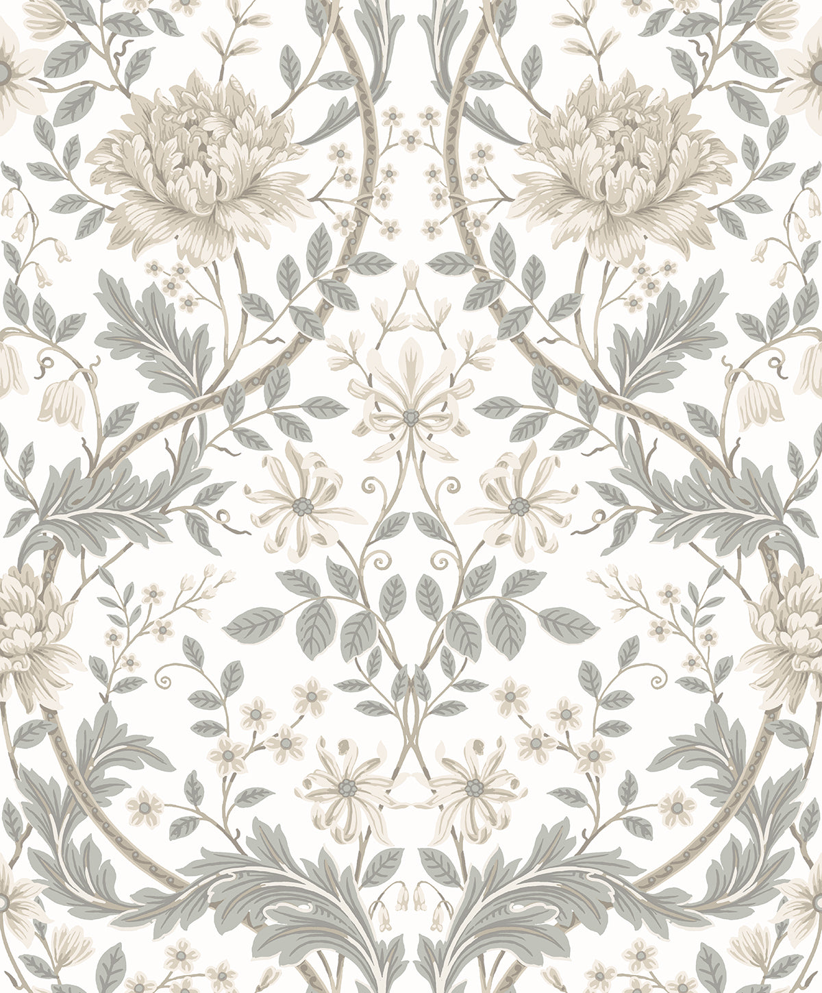 Seabrook Designs Honeysuckle Floral Prepasted Ivory & Grey Wallpaper EP10000