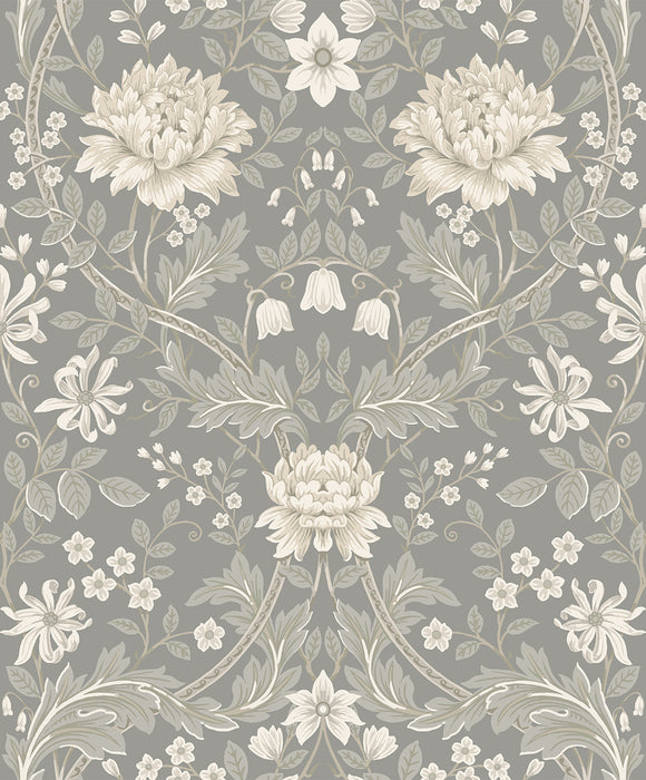 Seabrook Designs Honeysuckle Floral Prepasted Daydream Grey Wallpaper Sample EP10008