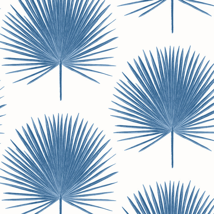 Seabrook Designs Palm Fronds Coastal Blue Wallpaper Sample ET10602