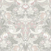 Seabrook Designs Fragaria Garden Light Grey & Rose Petal Wallpaper ET11208