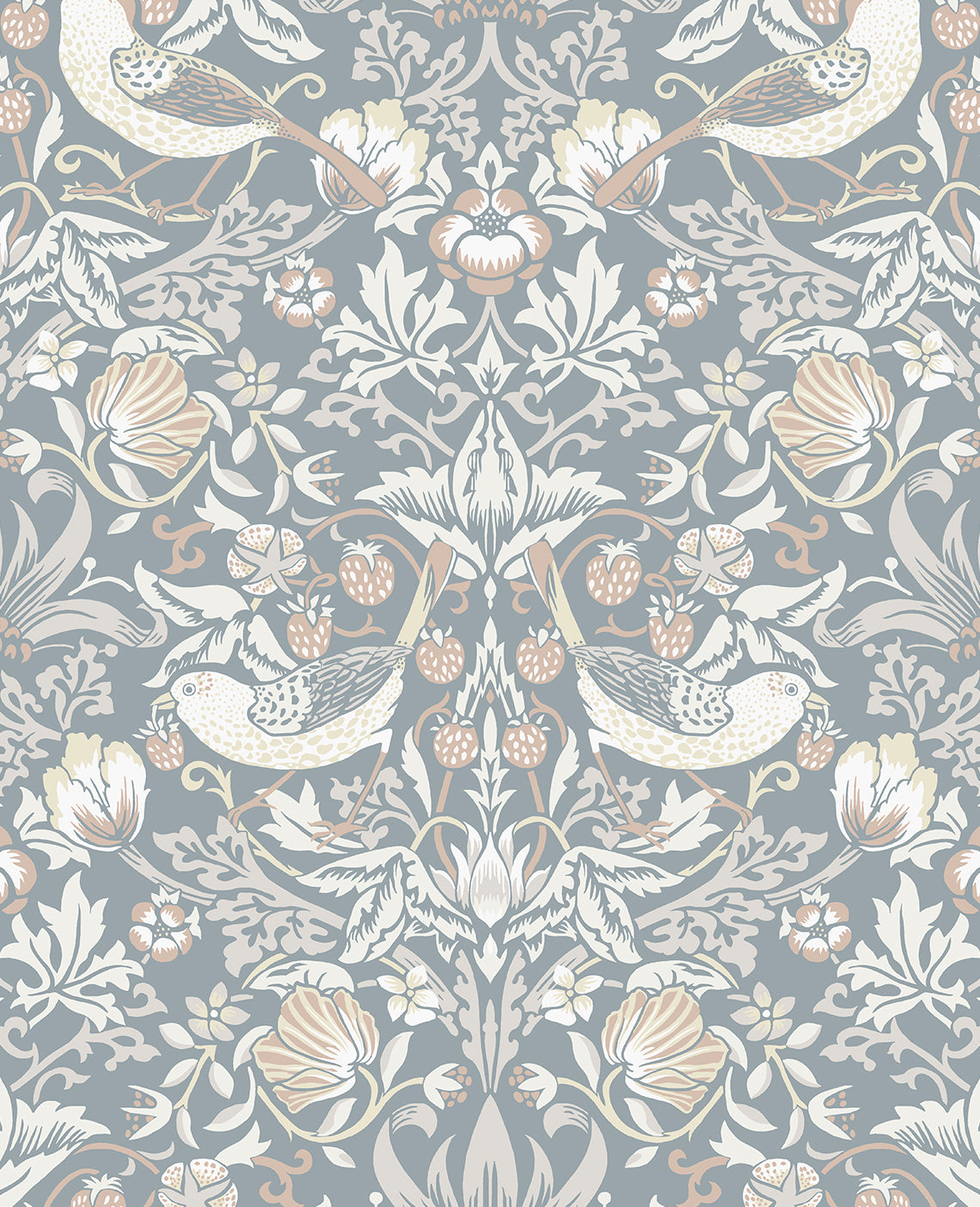 Seabrook Designs Fragaria Garden Blue Mist & Blush Wallpaper ET11222