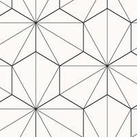 Seabrook Designs Hedron Geometric Ebony & Eggshell Wallpaper ET11300