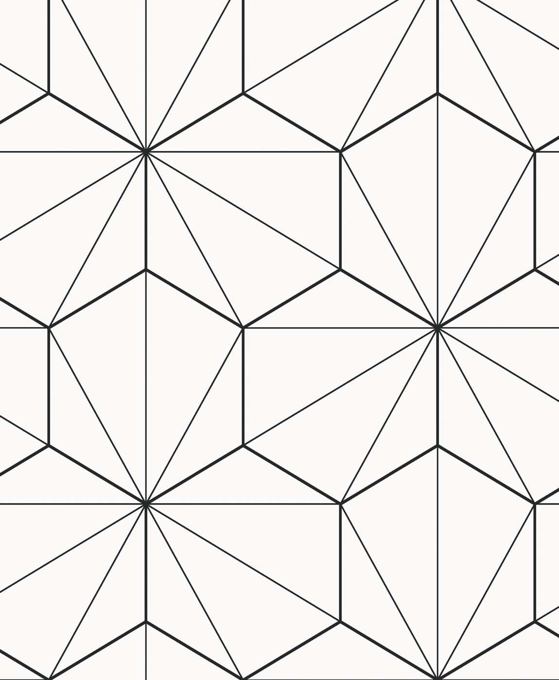 Seabrook Designs Hedron Geometric Ebony & Eggshell Wallpaper ET11300
