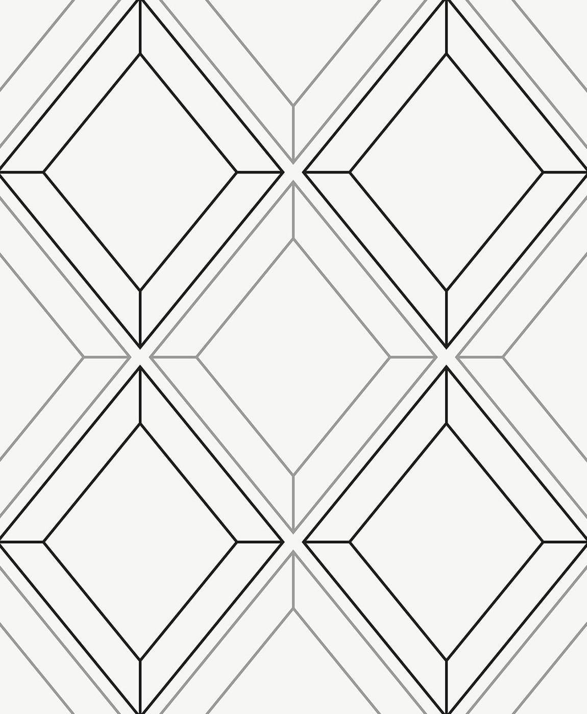 Seabrook Designs Linework Gem Metallic Silver & Ebony Wallpaper ET11600