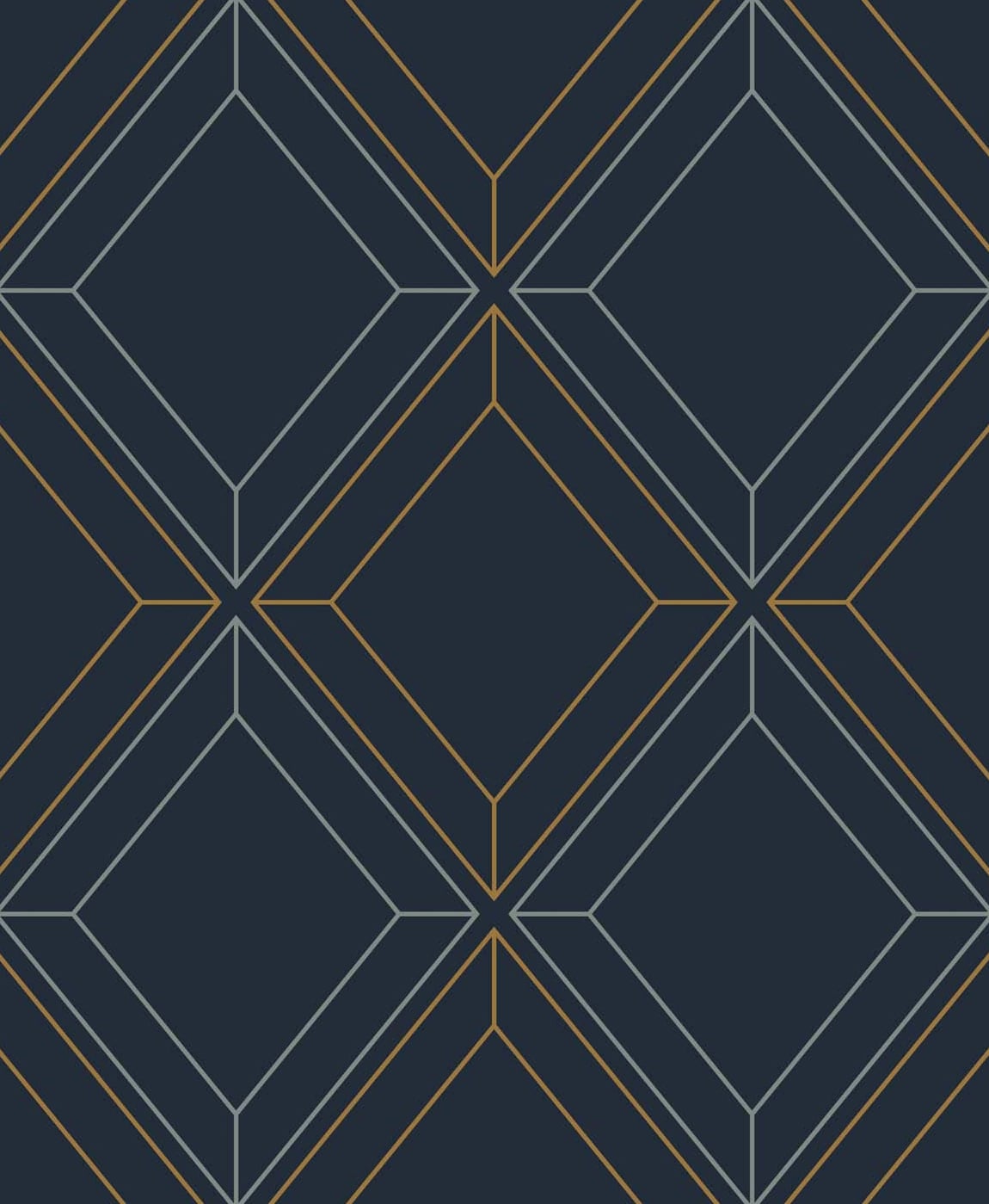 Seabrook Designs Linework Gem Midnight Blue & Metallic Gold Wallpaper ET11602
