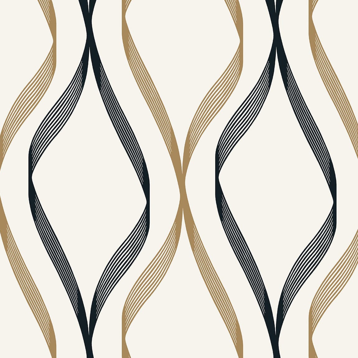 Seabrook Designs Wave Ogee Metallic Gold & Ebony Wallpaper ET11806