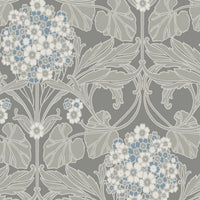 Seabrook Designs Floral Hydrangea Daydream Grey & Carolina Blue Wallpaper ET12105