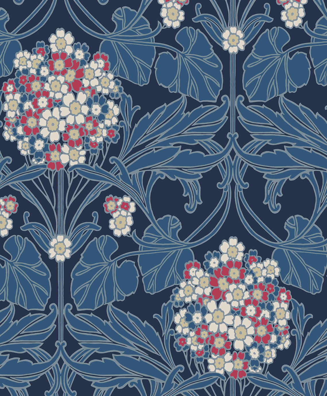 Blood Raspberry Naval Seabrook Designs Floral Hydrangea Naval Blue & Raspberry ET12112 ...