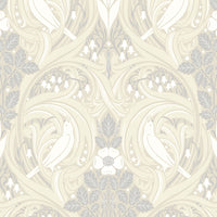 Seabrook Designs Bird Scroll Swiss Coffee & Grey Wallpaper ET12205