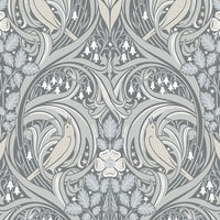 Seabrook Designs Bird Scroll Argos Grey & Linen Wallpaper ET12210