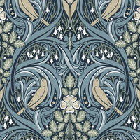 Seabrook Designs Bird Scroll Navy & Beige Wallpaper ET12212