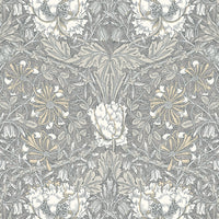 Seabrook Designs Ogee Flora Stone Grey & Desert Sand Wallpaper ET12607