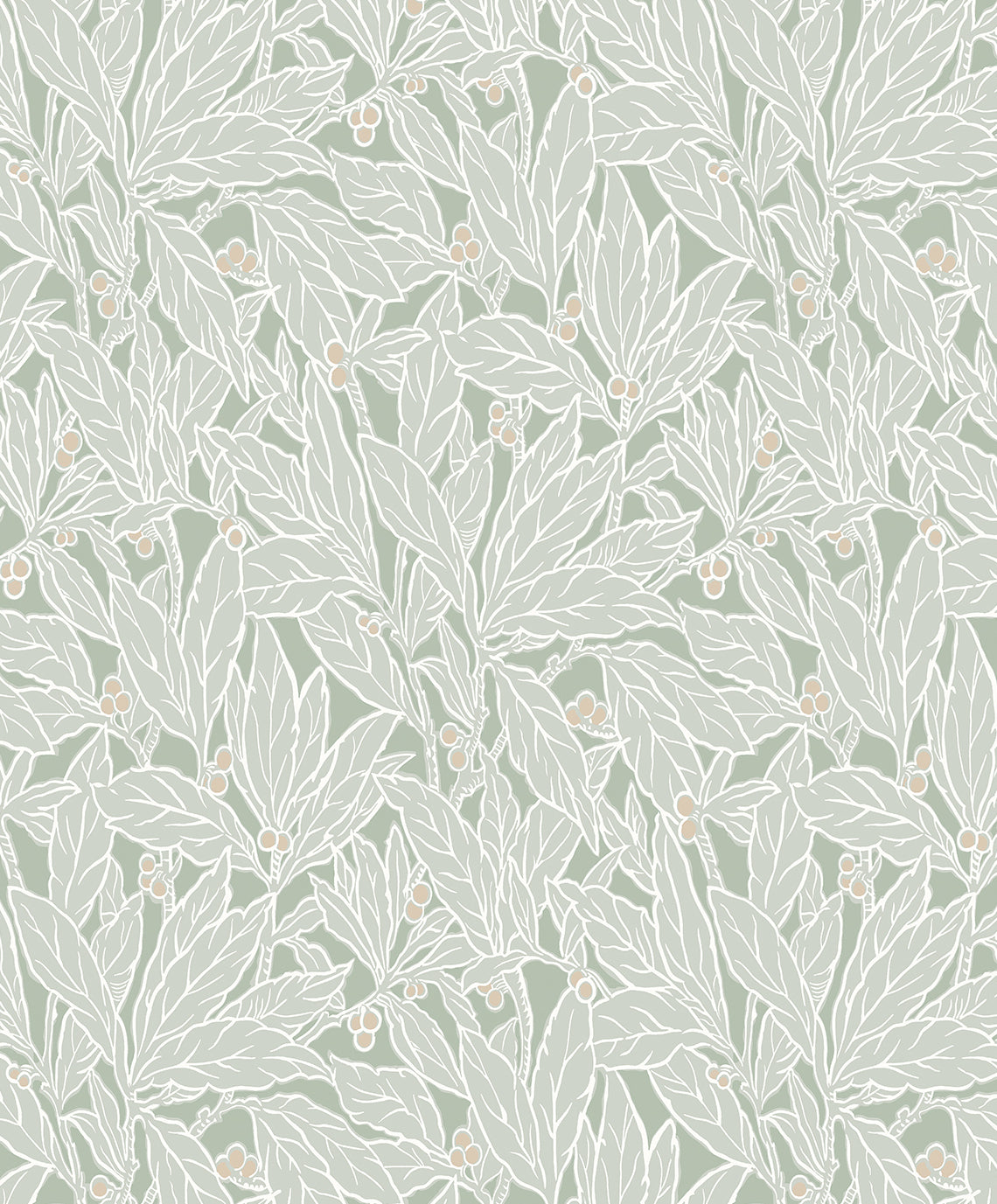 Seabrook Designs Leaf And Berry Spearmint Wallpaper ET12804