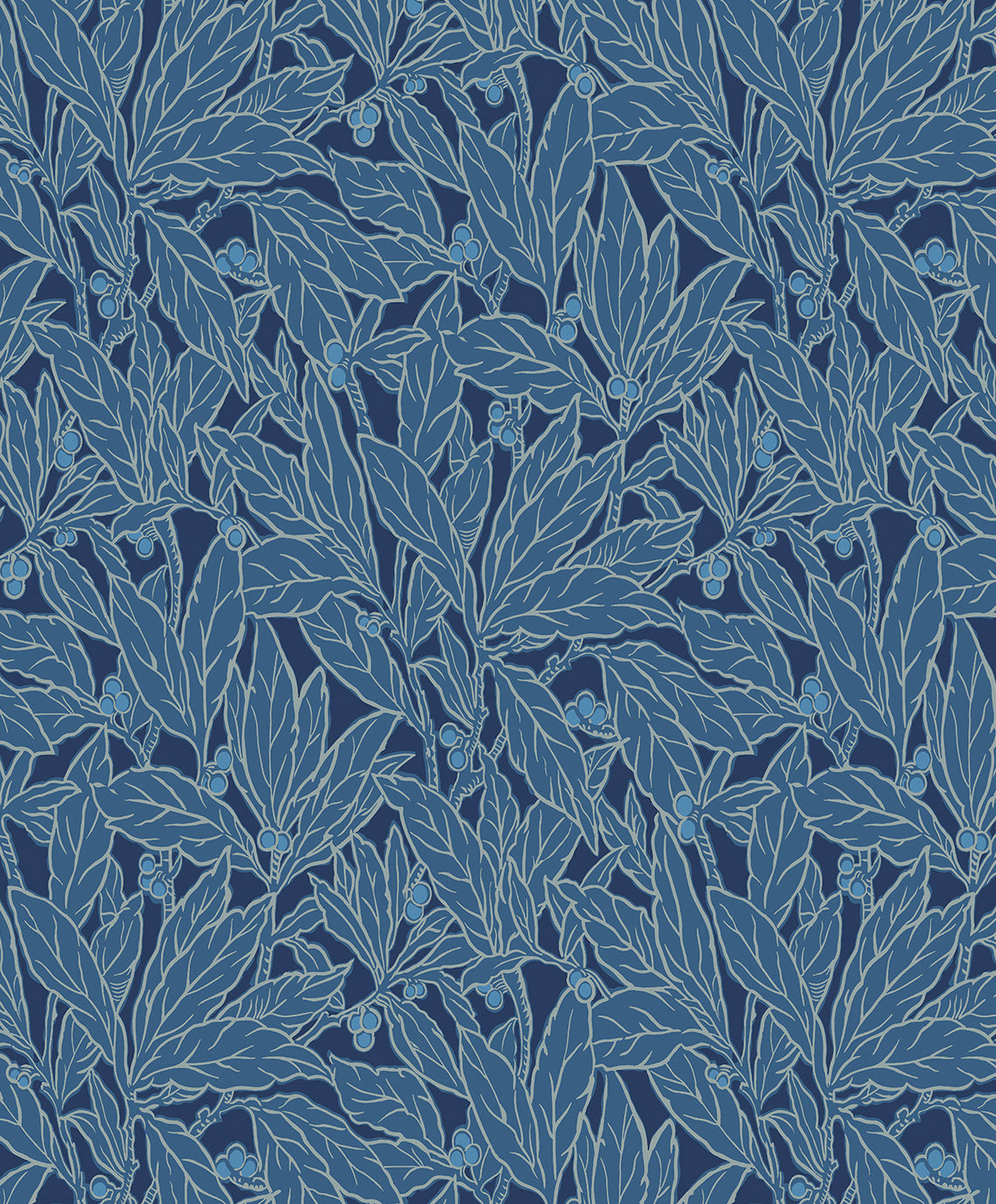 Seabrook Designs Leaf And Berry Marine Blue Wallpaper ET12812