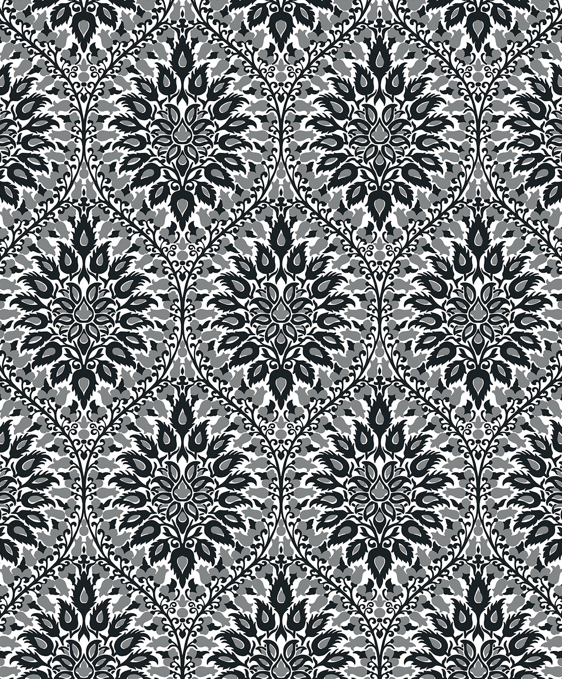 Seabrook Designs Luna Ogee Ebony & Argos Grey Wallpaper ET12900