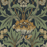 Seabrook Designs Primrose Garden Midnight Blue & Goldenrod Wallpaper ET13104