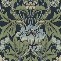 Seabrook Designs Primrose Garden Midnight Blue & Sage Wallpaper ET13112