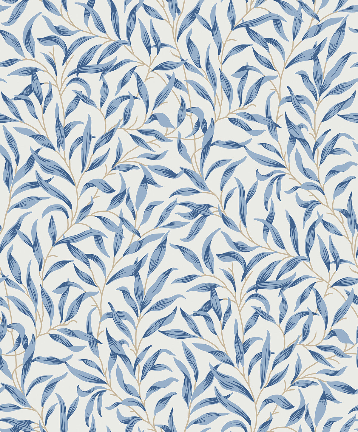 Seabrook Designs Willow Leaves Blue Lake Wallpaper Sample ET13312