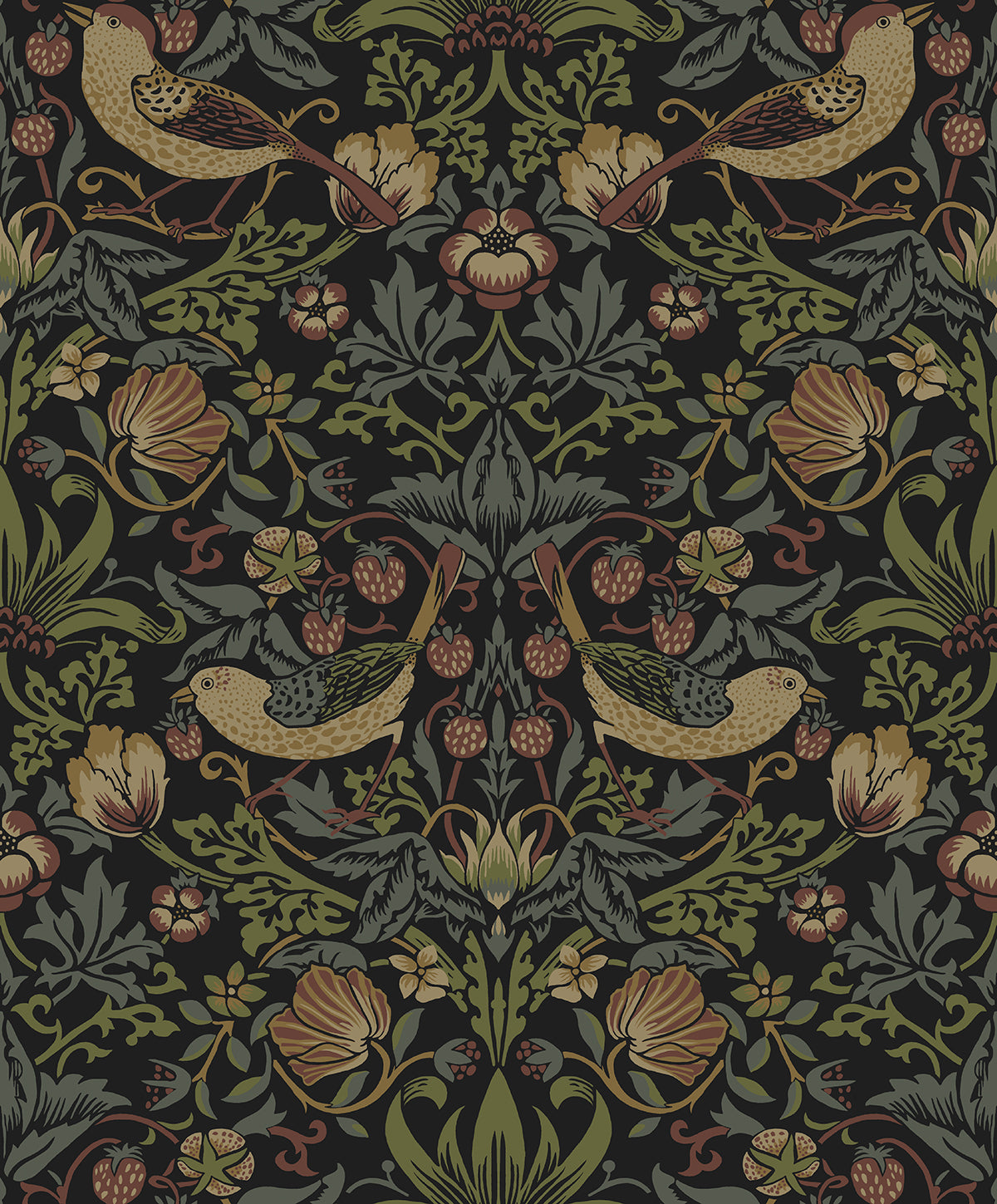 Seabrook Designs Strawberry Meadow Black Wallpaper ET13401