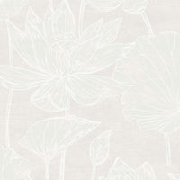Seabrook Designs Water Lilies White Pearl Wallpaper EW12015