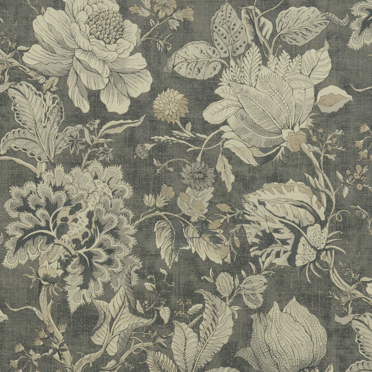 Clarke & Clarke Sissinghurst Charcoal Fabric Sample F1048/01.CAC.0