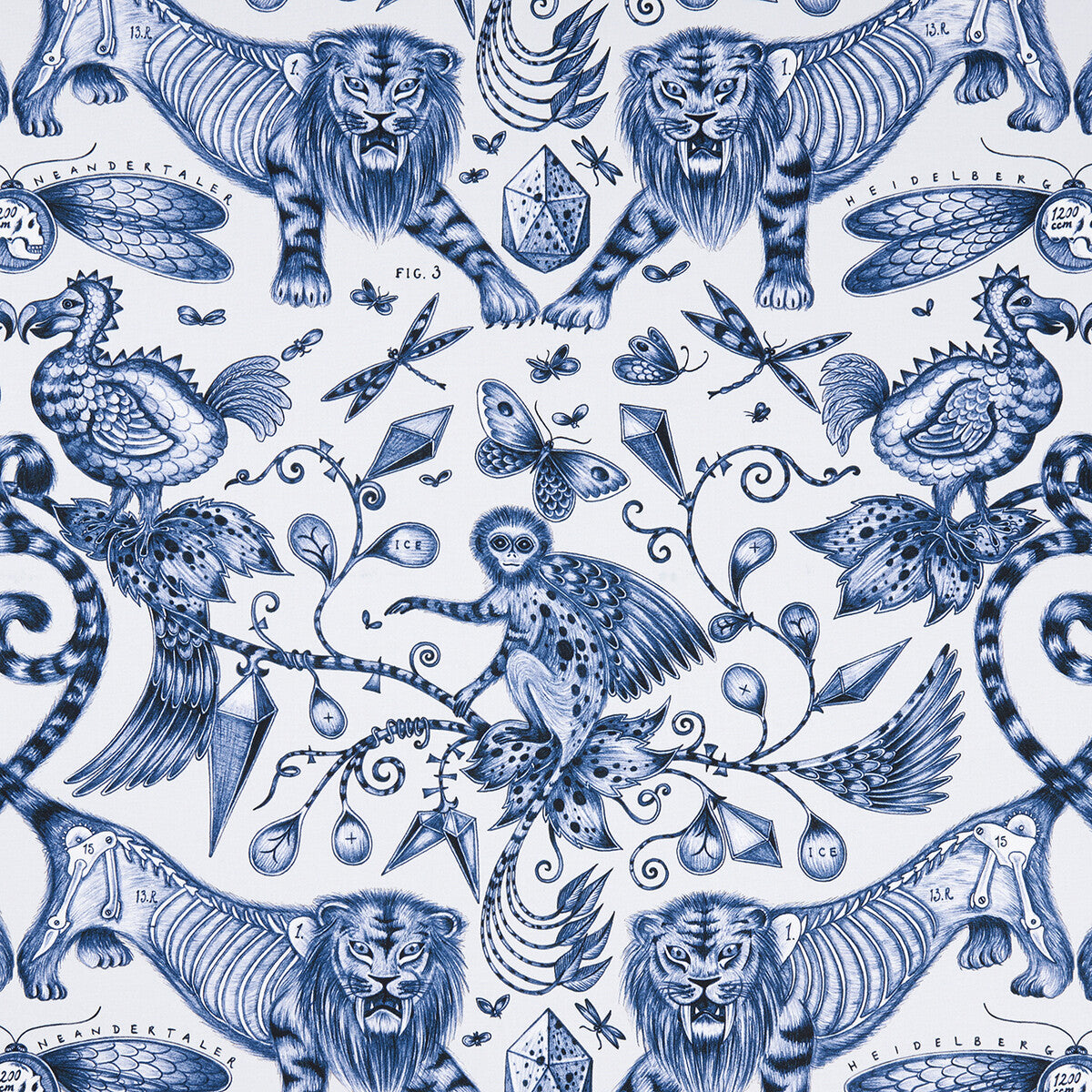 Clarke & Clarke Extinct Blue Fabric Sample F1109/01.CAC.0