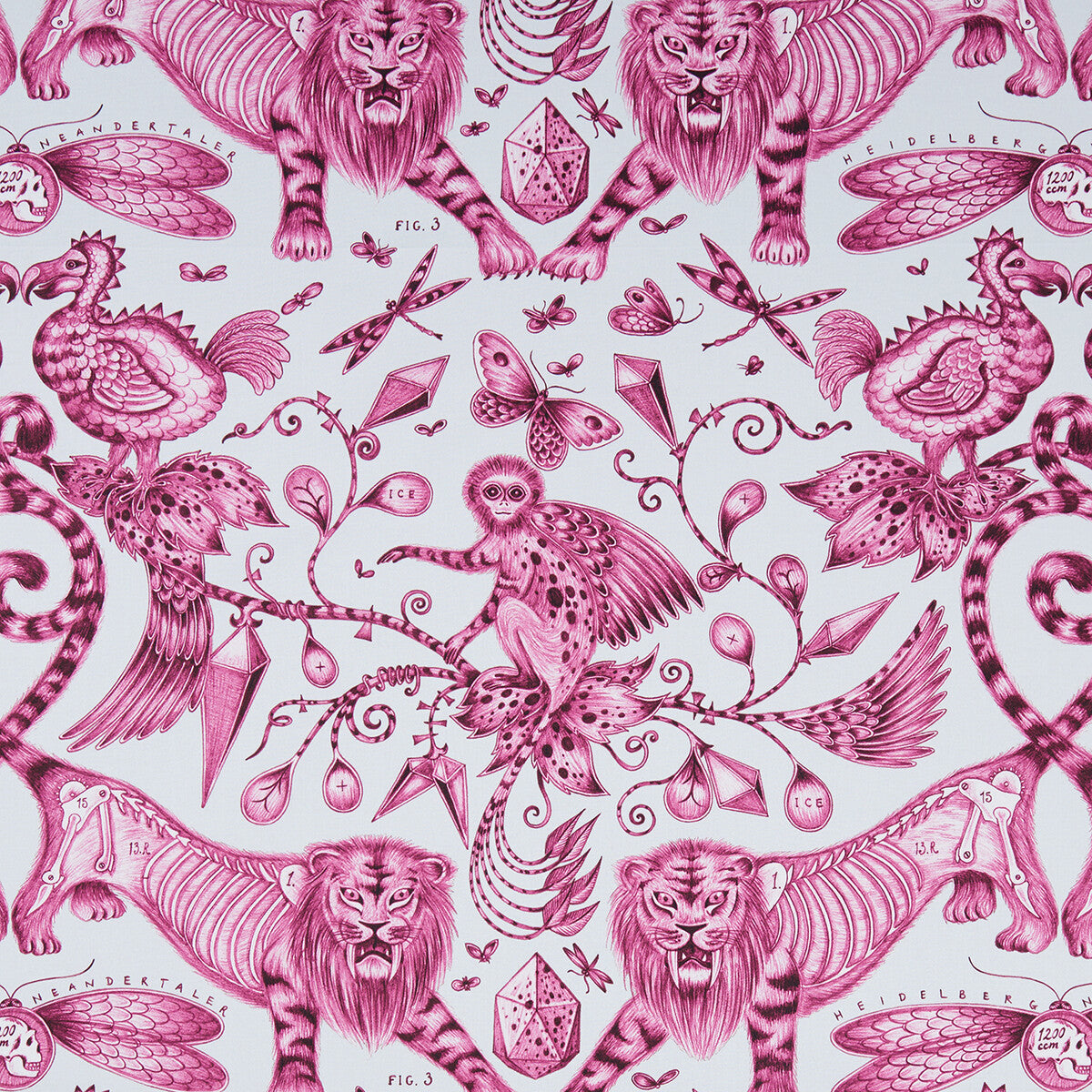 Clarke & Clarke Extinct Magenta Fabric Sample F1109/03.CAC.0