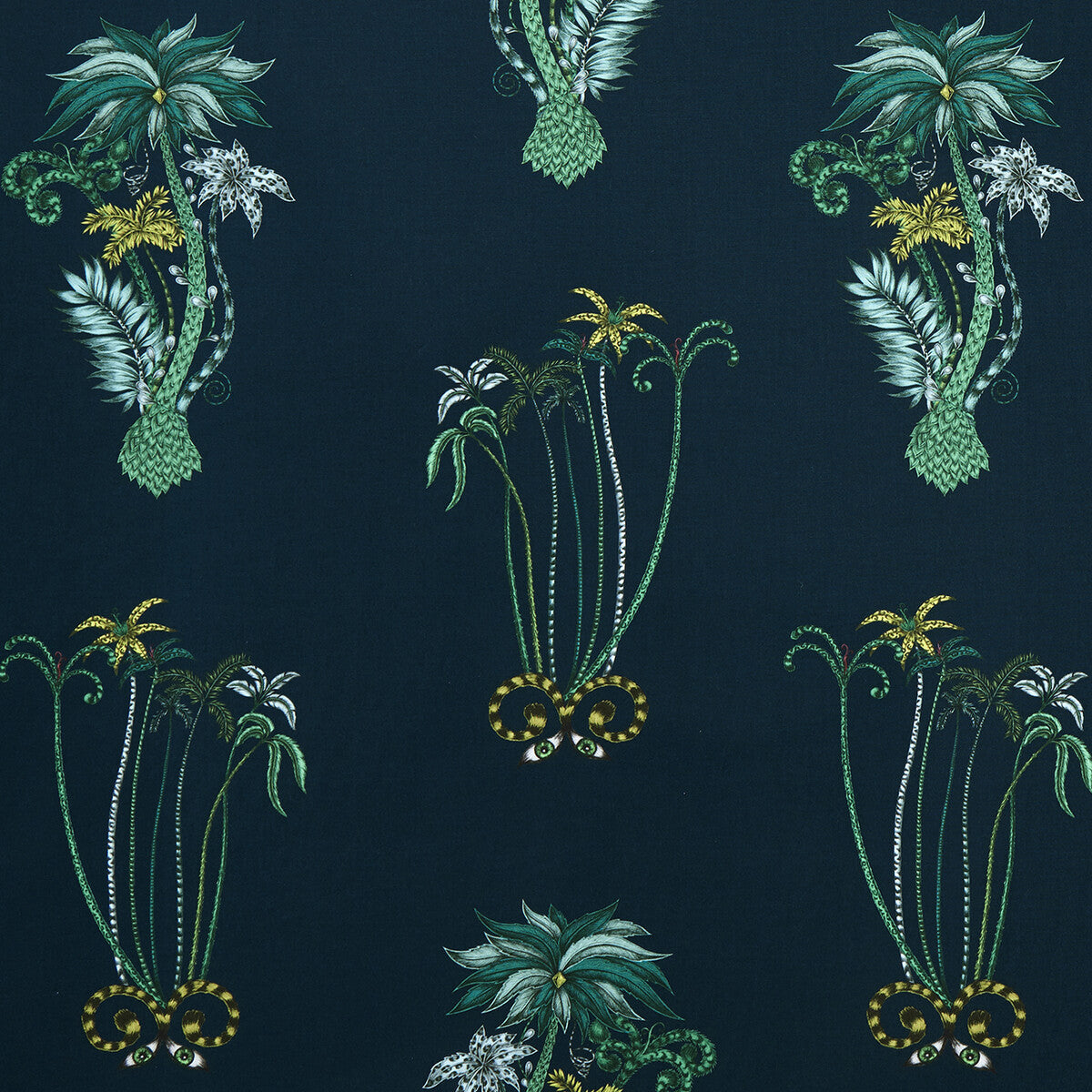 Clarke & Clarke Jungle Palms Navy Fabric Sample F1110/03.CAC.0