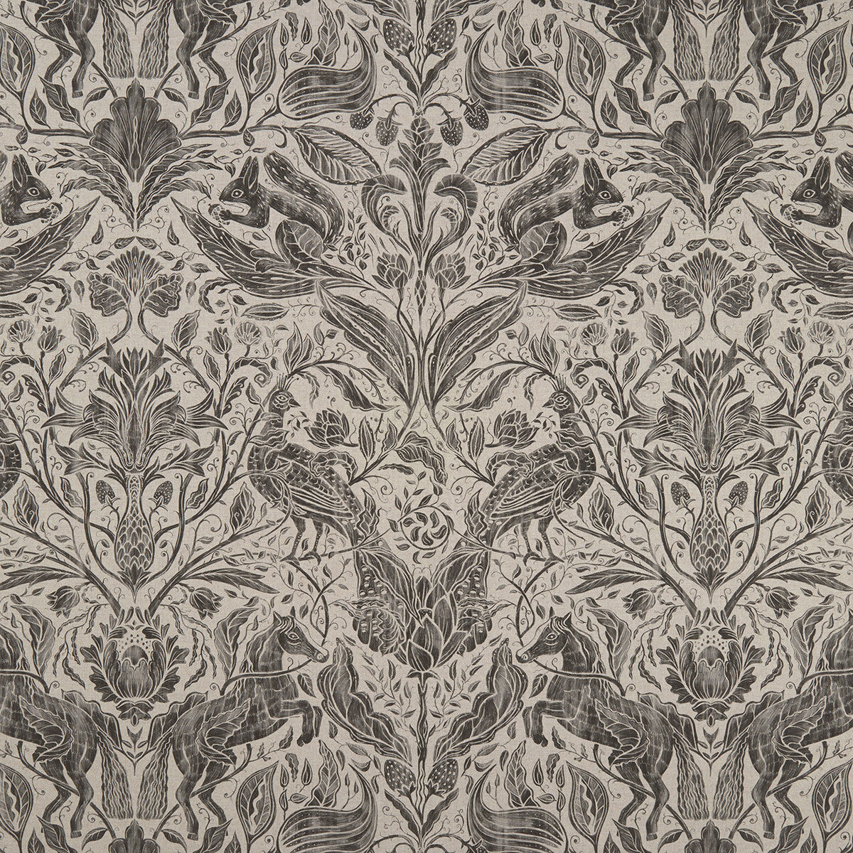 Clarke & Clarke Forest Trail Charcoal Fabric Sample F1158/01.CAC.0