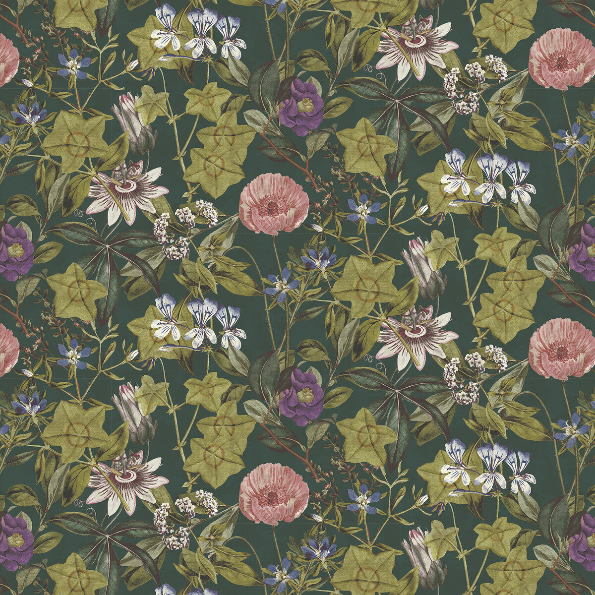 Clarke & Clarke Passiflora Emerald Velvet Fabric Sample F1304/07.CAC.0