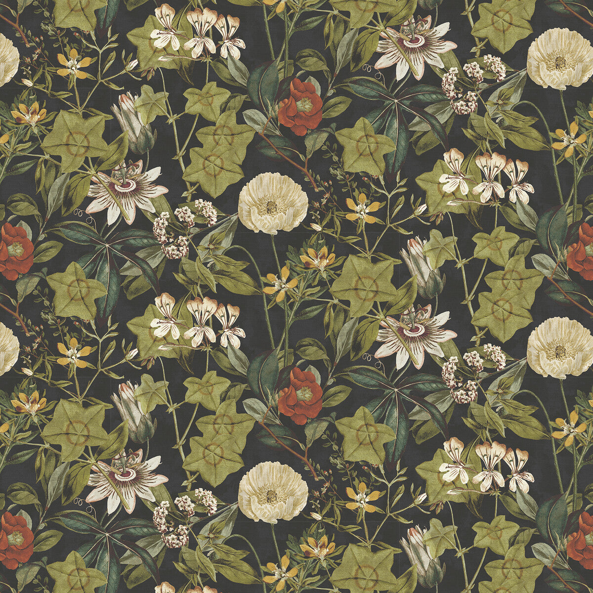 Clarke & Clarke Passiflora Noir Velvet Fabric Sample F1304/09.CAC.0