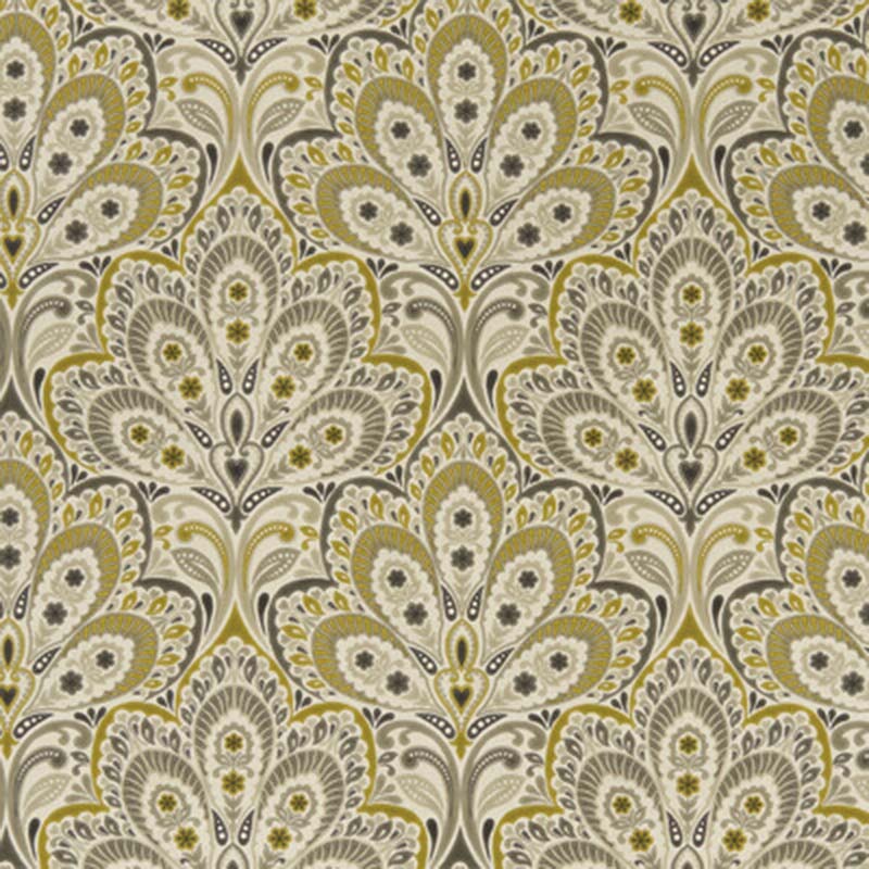 Clarke & Clarke Persia Charcoal/Ochre Fabric Sample F1332/01.CAC.0